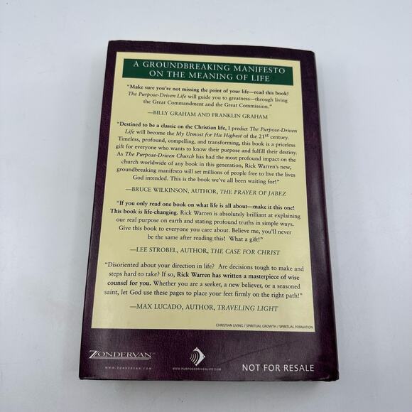 The Purpose Driven Life by Rick Warren, Christian Life, Zondervan, English, Hard - Picture 4 of 5
